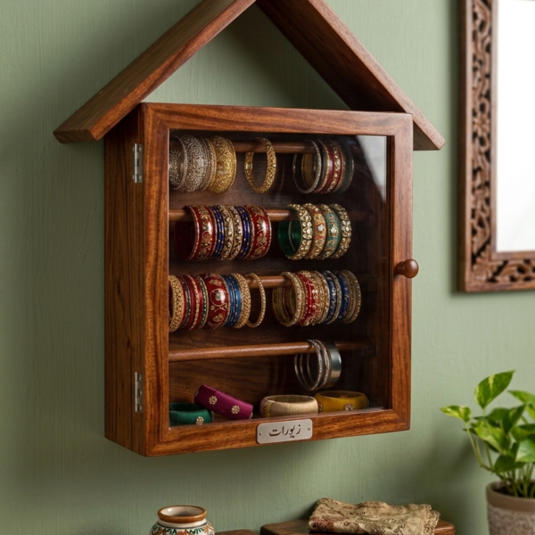 Decorative Wooden Jewelry Storage Box with Glass Front